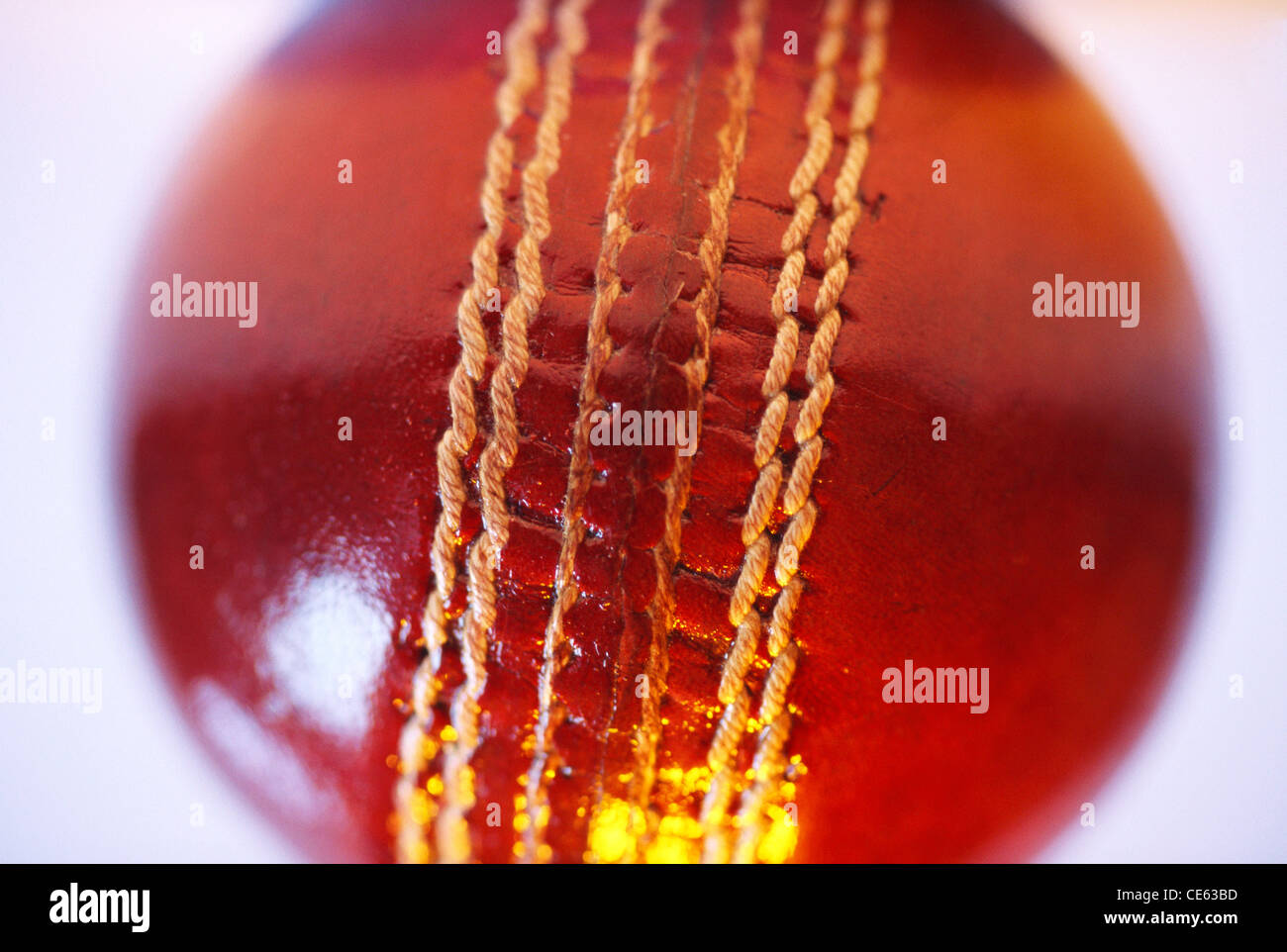 close up of cricket ball seam on white background Stock Photo Alamy