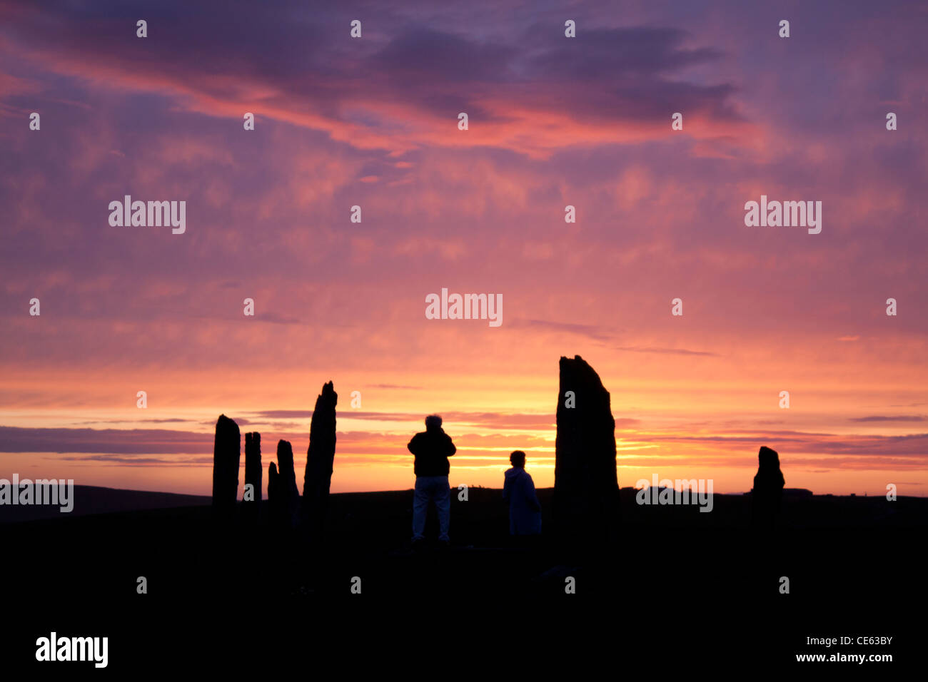Orkney, Ring of Brodgar sunset Stock Photo