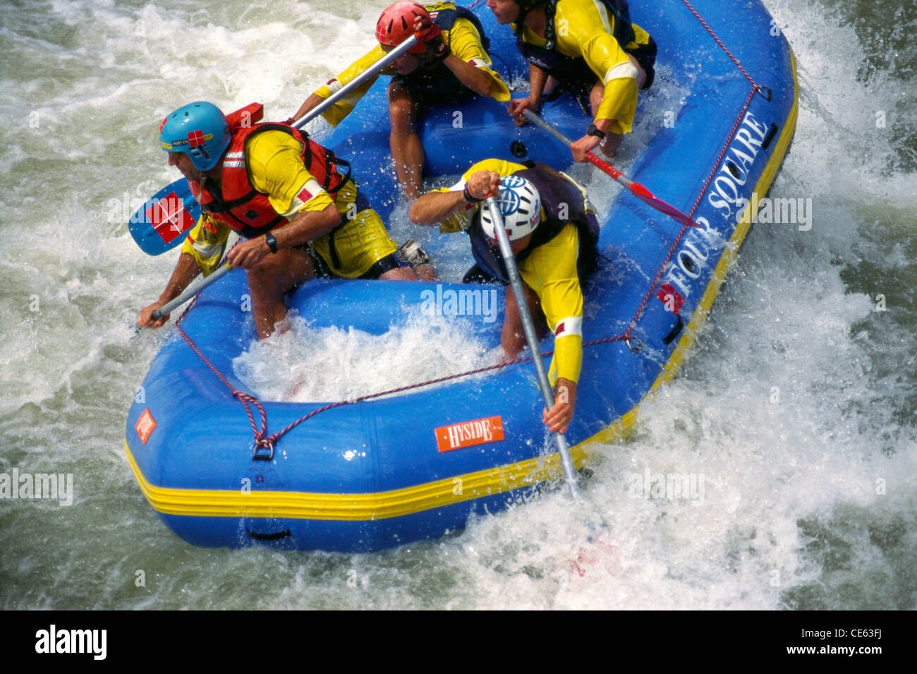 rafting in river ganges from Devprayag to Rishikesh Uttaranchal India Stock Photo