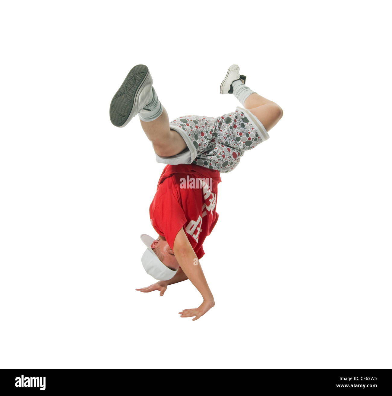 Cool young hip-hop dancer on white background Stock Photo