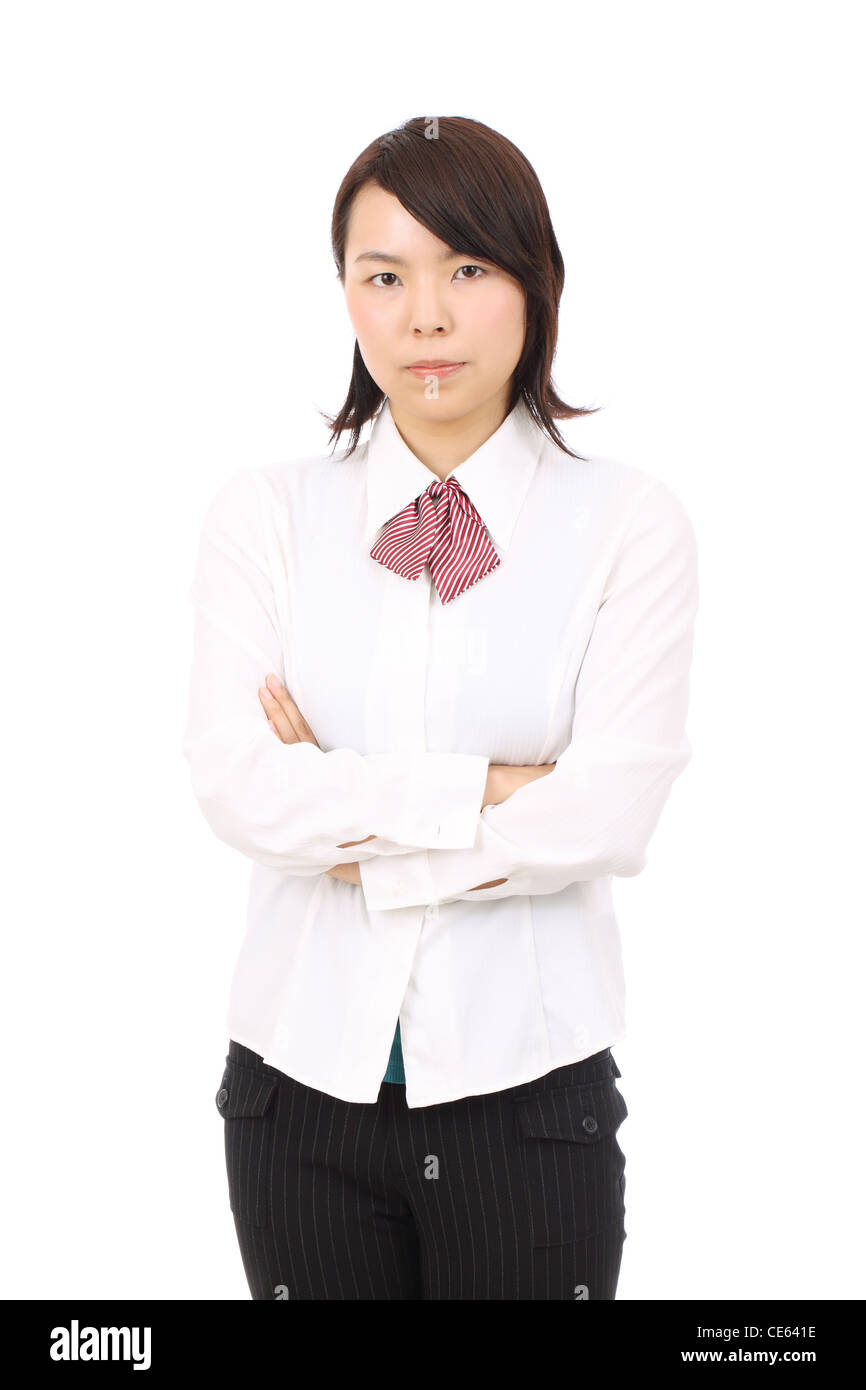 Smiling young asian businesswoman with arms crossed Stock Photo - Alamy