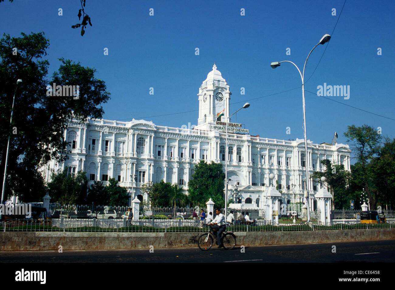 Ripon Building ; Corporation of Chennai ; Greater Chennai Corporation ;  clock tower ; Madras ; Chennai ; Tamil Nadu ; India ; asia Stock Photo