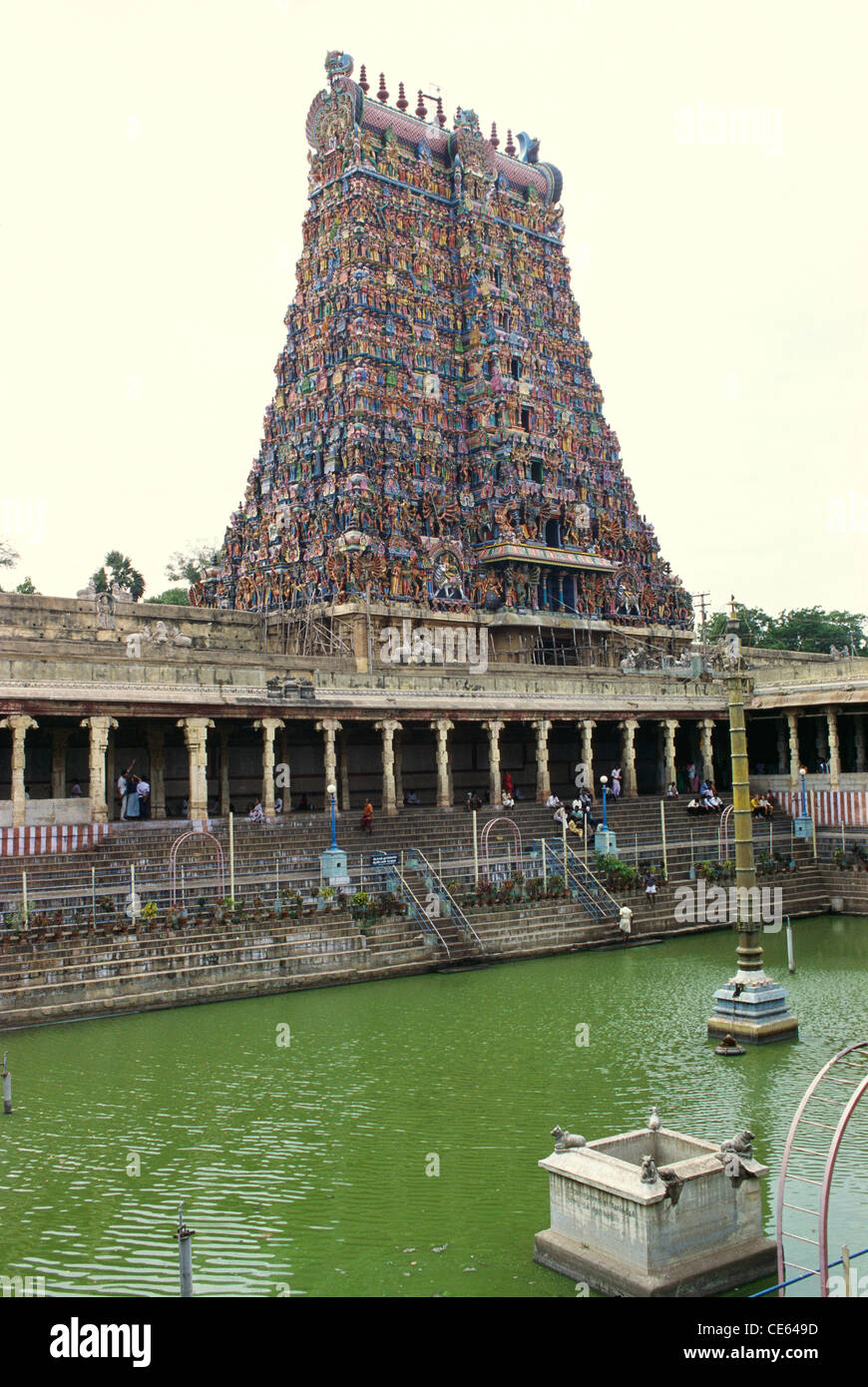 Golden lotus tank and south tower ; Sri Meenakshi Amman Temple