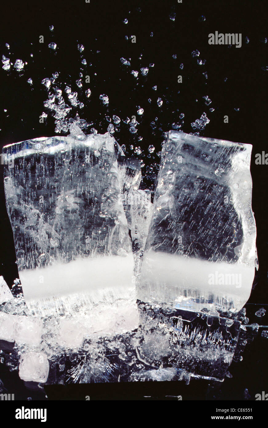 Ice cubes ; frozen water ; melting ; transparent Stock Photo