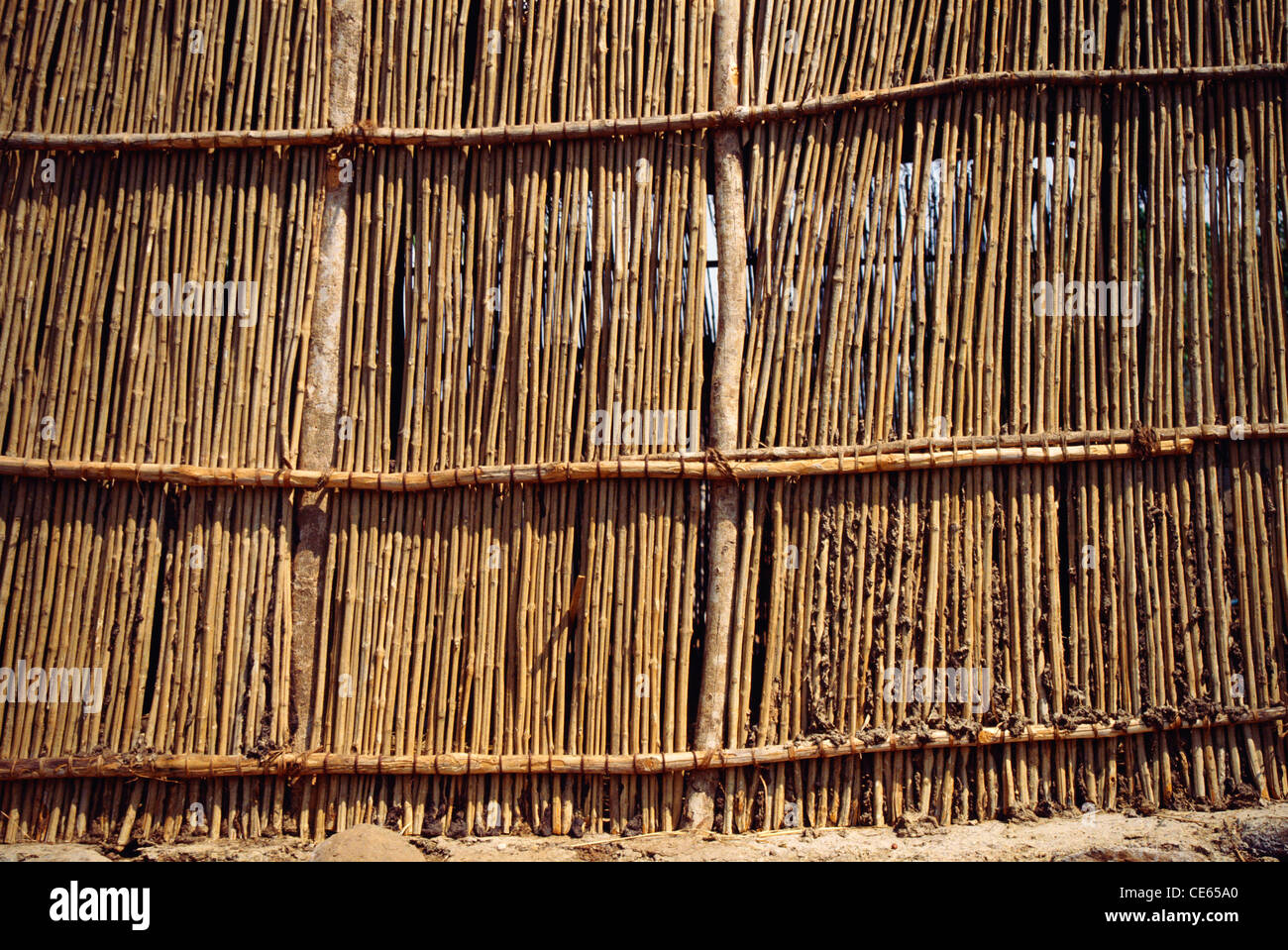 Bamboo and wood wall, India, Asia Stock Photo