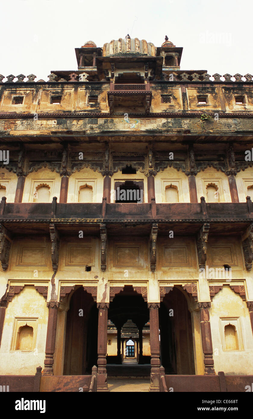 Multi storied structure inside palace of Raja Bir Singh Deo ; Datia ; Madhya Pradesh ; India Stock Photo