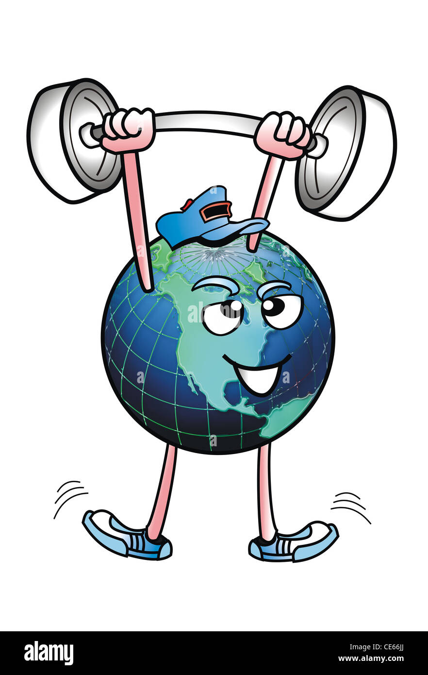 Earth Man lifting Heavy Weights Stock Photo Alamy
