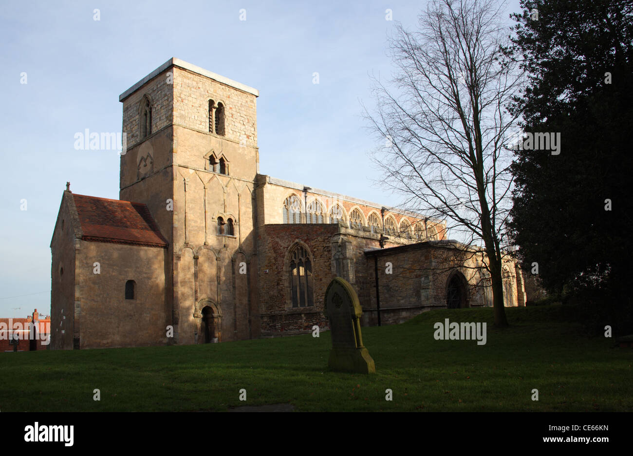St Peter's Church, Barton Upon Humber, Lincolnshire, 10th Century Tower. Stock Photo