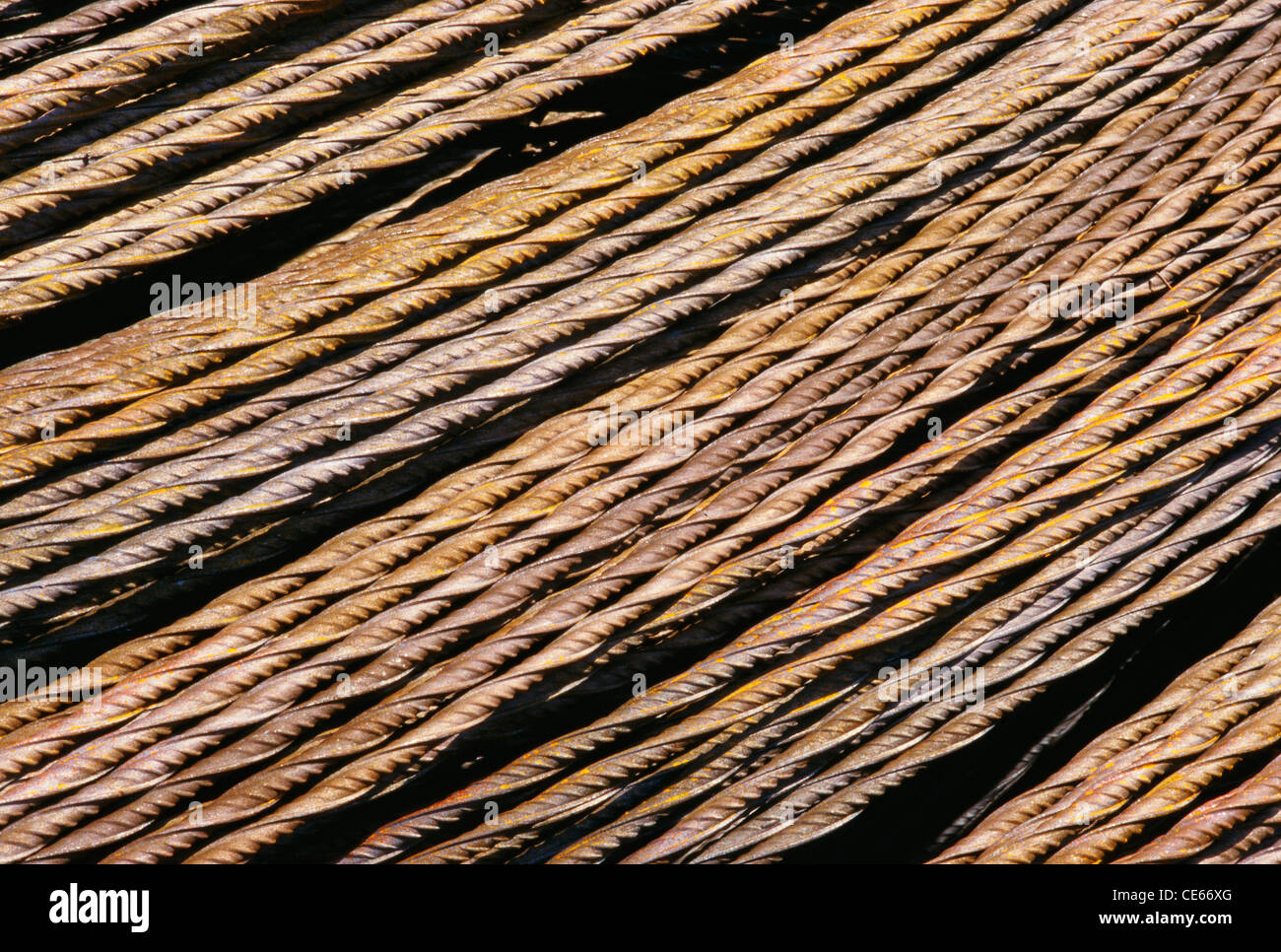 Ribbed steel rods ; steel bars ; TMT Steel Bar ; Ribbed bars ; Ribbed steel bar ; India ; Asia Stock Photo