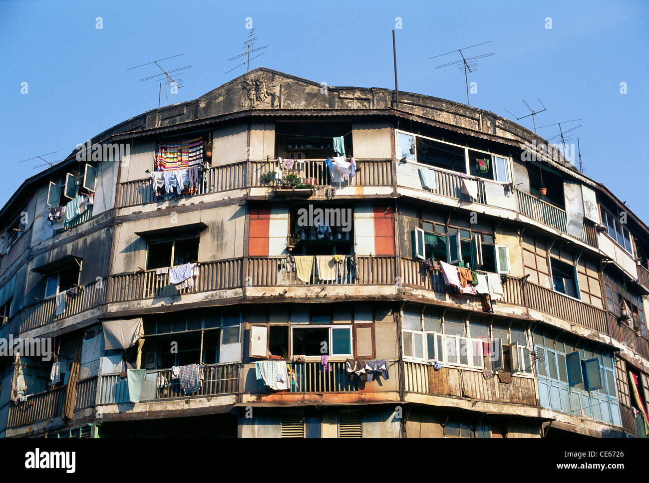 Chawls ; low income group houses ; mass urban housing ; Bombay ; Mumbai ; Maharashtra ; India ; asia Stock Photo