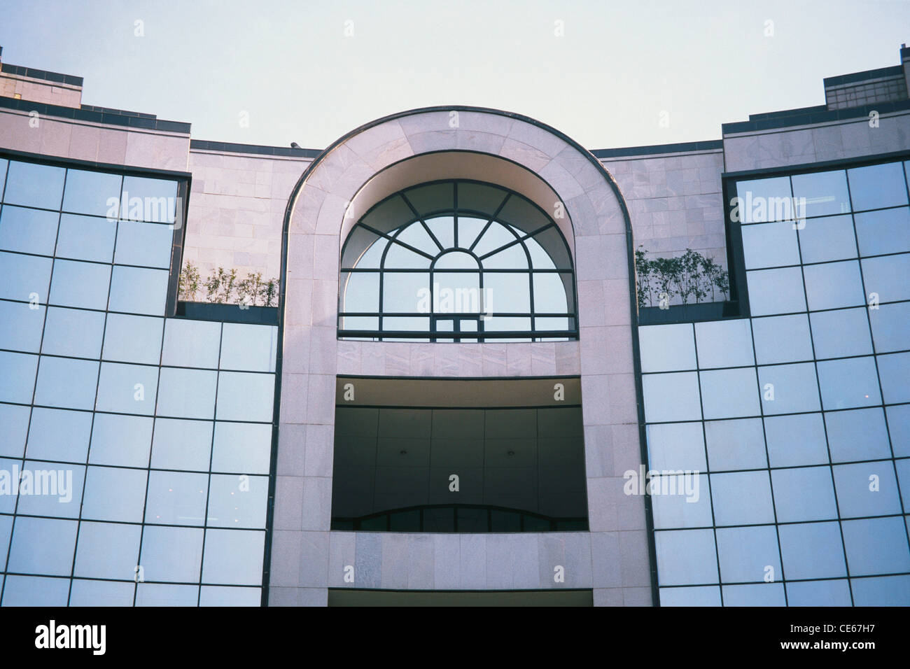 Modern glass building facade ; DLF Enclave ; New Delhi ; India ; Asia ...