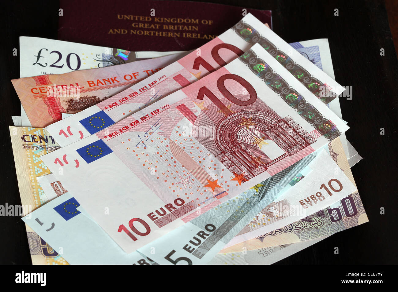 Currency Euros And Pounds Sterling Stock Photo Alamy