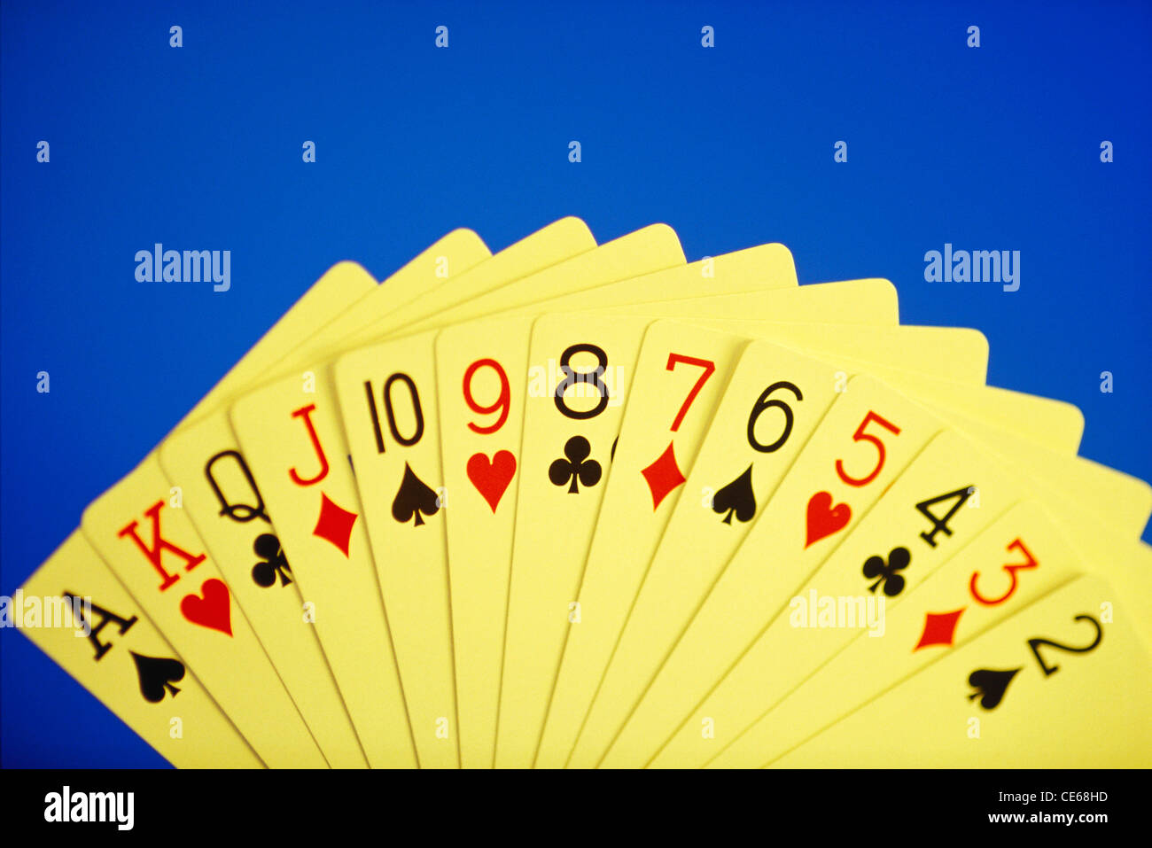 13 playing cards ; hearts, clubs, diamonds and spades Stock Photo Alamy