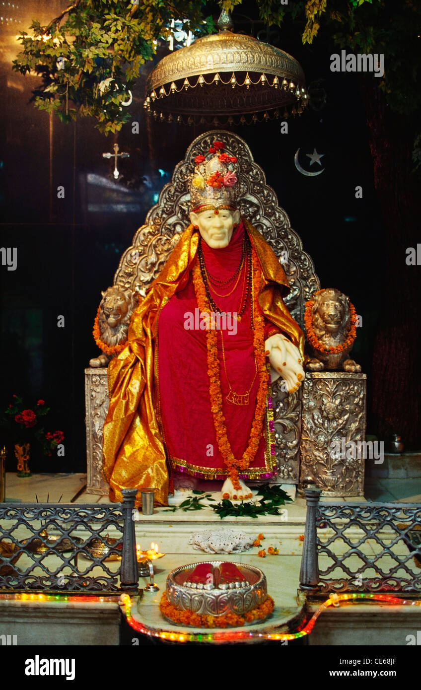 Sai Baba statue in temple ; Dehra Dun ; Uttaranchal ; India ; Asia Stock Photo