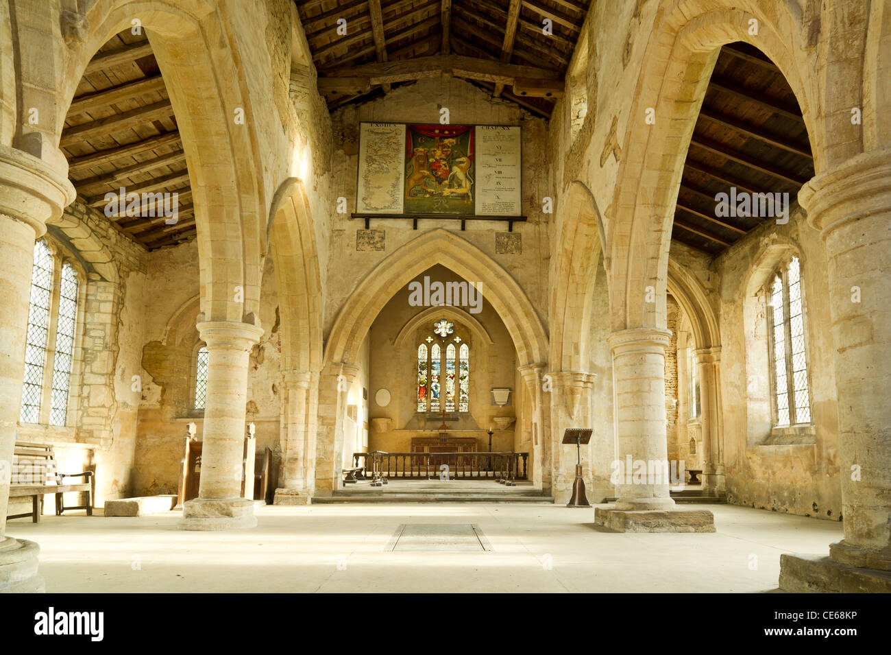 Mainly thirteenth century village church at Aldwincle, England. Stock Photo