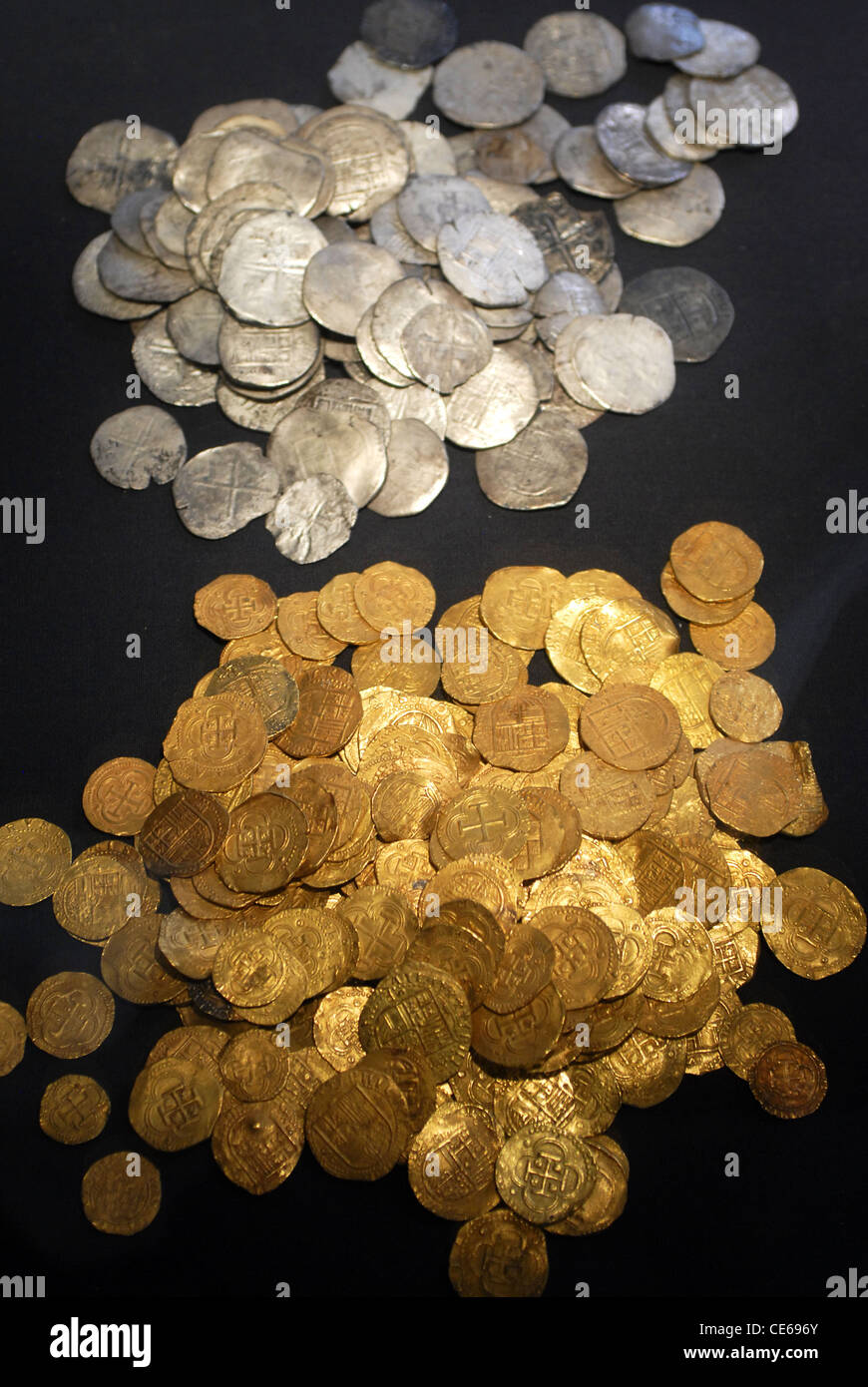 Gold and silver coins from the wreck of the 'Girona', the Spanish