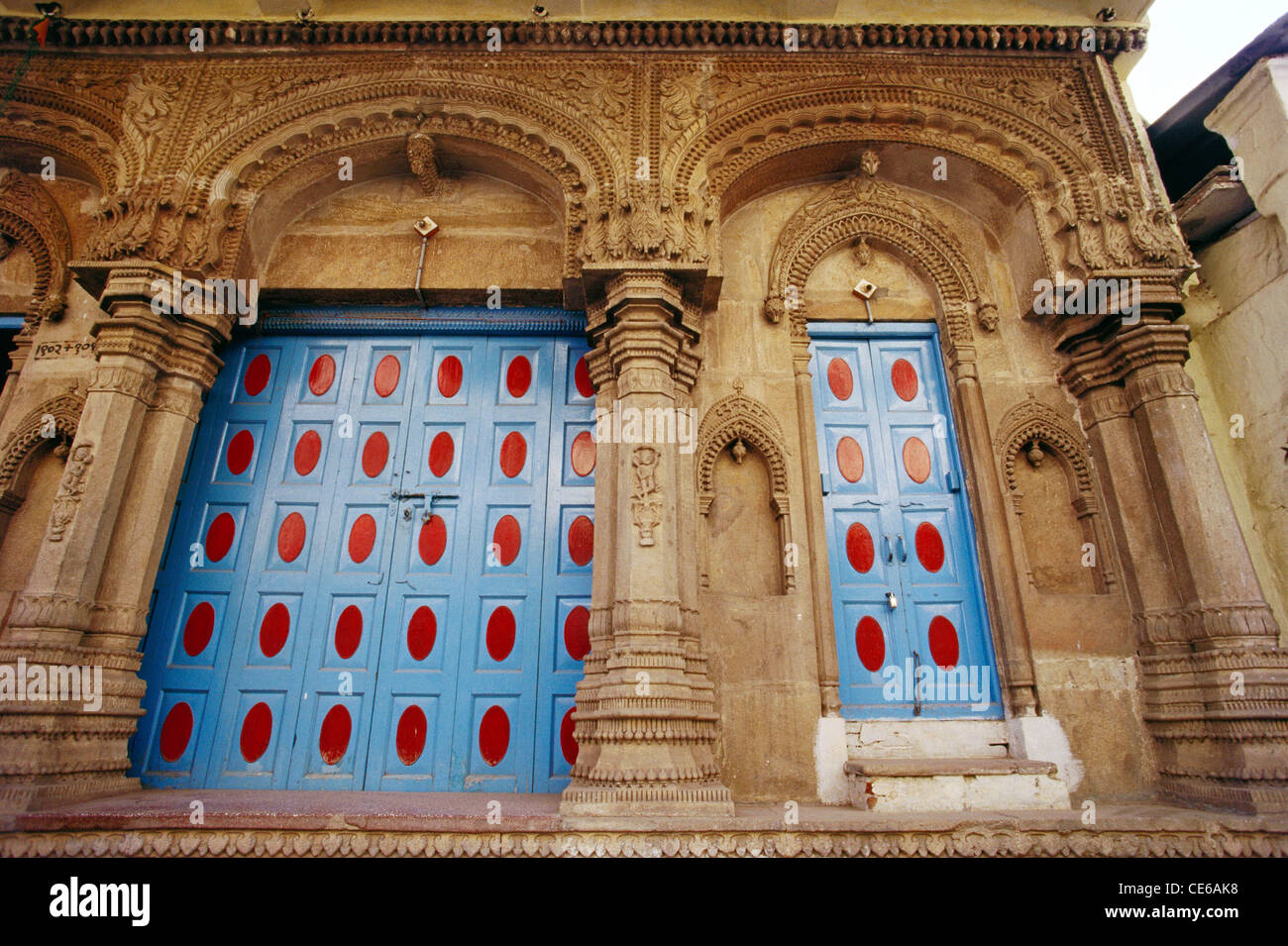 closed doors of Jain Temple ; Jabalpur ; Madhya Pradesh ; India Stock Photo