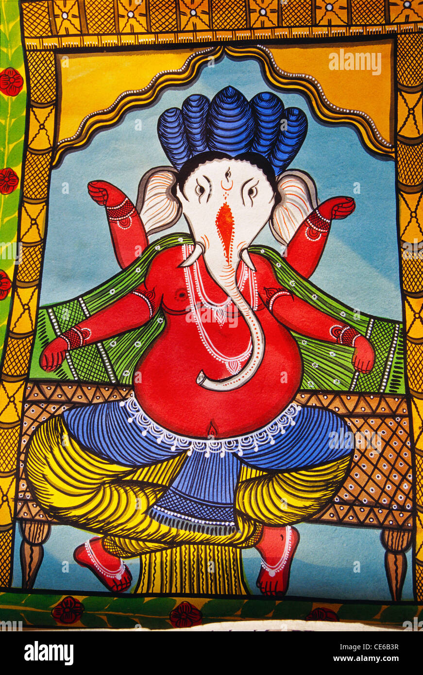patta chitra painting of Lord Ganesha Ganpati ; Orissa ; India ...