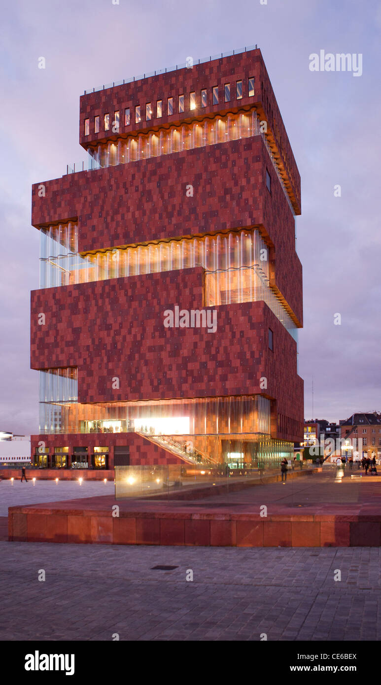 city museum building antwerp belgium night evening Stock Photo