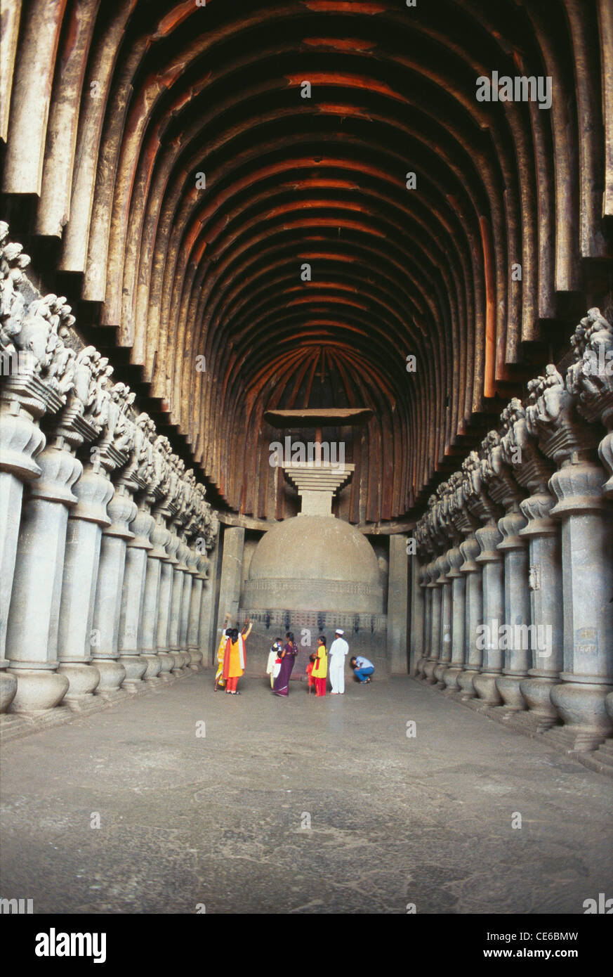 Chaitya Karla Buddha Caves ; Karla Caves, Karli Caves, Karle Caves, Karla Cells ; Karli ; Lonavala ; Pune ; Maharashtra ; India ; Asia Stock Photo