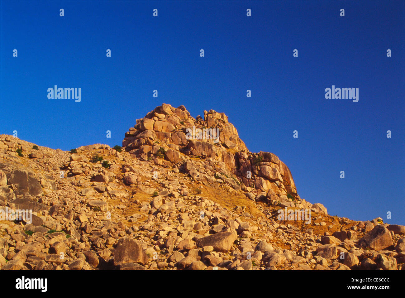 Stone boulders rocks and blue sky ; Idar ; Sabarkantha district ; Aravalli mountain range ; gujarat ; india ; asia Stock Photo