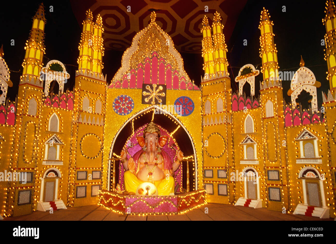 Ganesh Festival Idol Pandal Decoration Pune Maharashtra India Ganesh Festival Idol Pandal Decoration Pune Maharashtra India