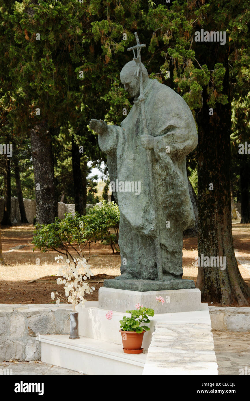John Paul II sculpture in Kuna Peljeska, Croatia Stock Photo
