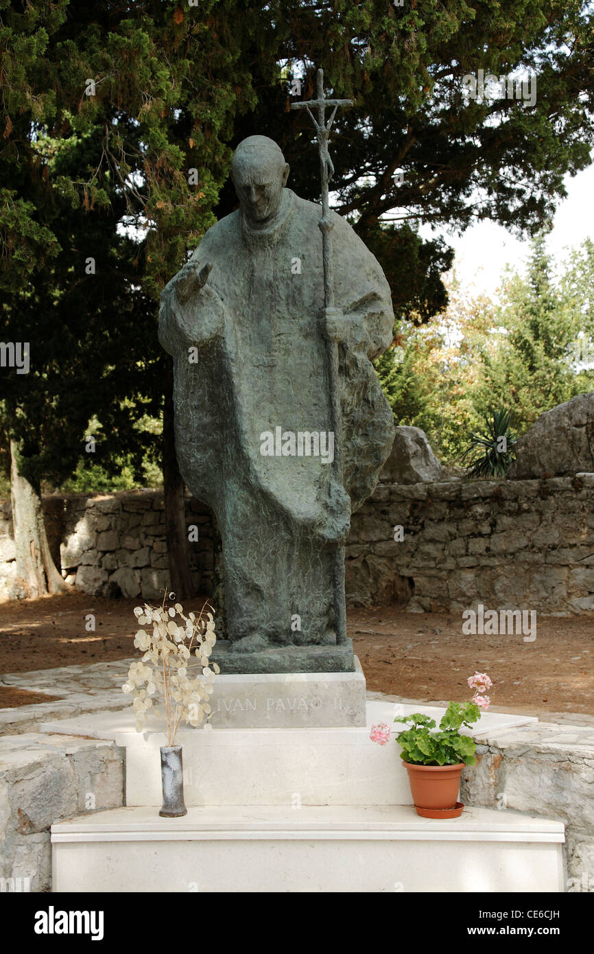 John Paul II sculpture in Kuna Peljeska, Croatia Stock Photo