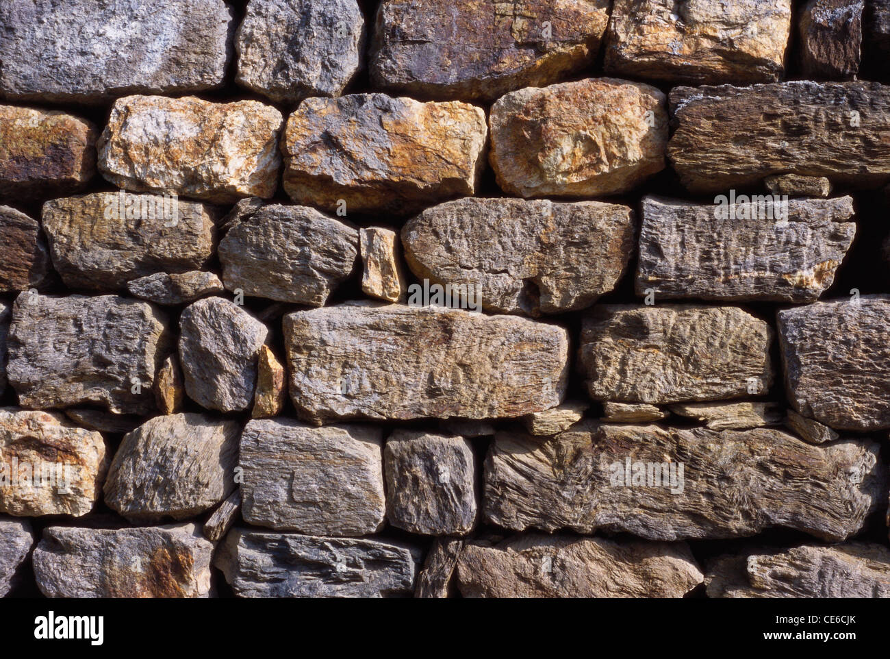 stone bricks wall ; himachal pradesh ; india Stock Photo