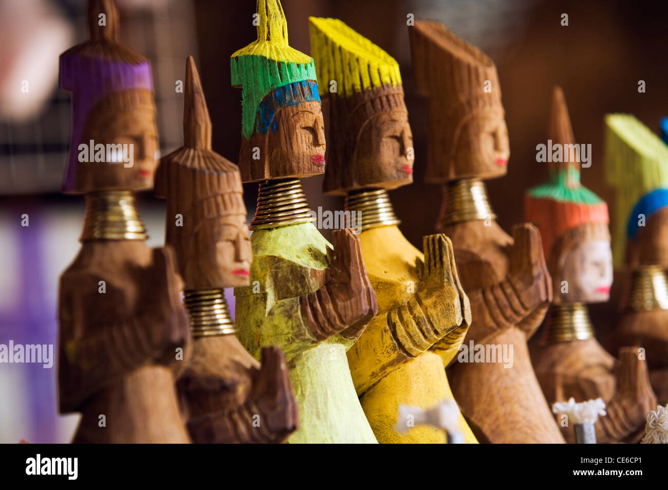 Souvenirs for sale at the 'Long Necked' Paudang village of Nai Soi, Mae Hong Son province, THAILAND Stock Photo