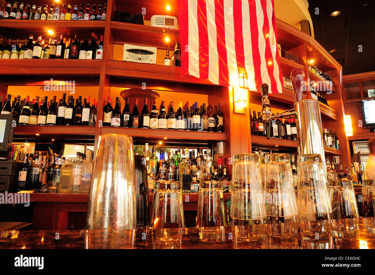Interior view of the Bar at Keefers, an upscale restaurant in Chicago, Illinois, USA. Stock Photo