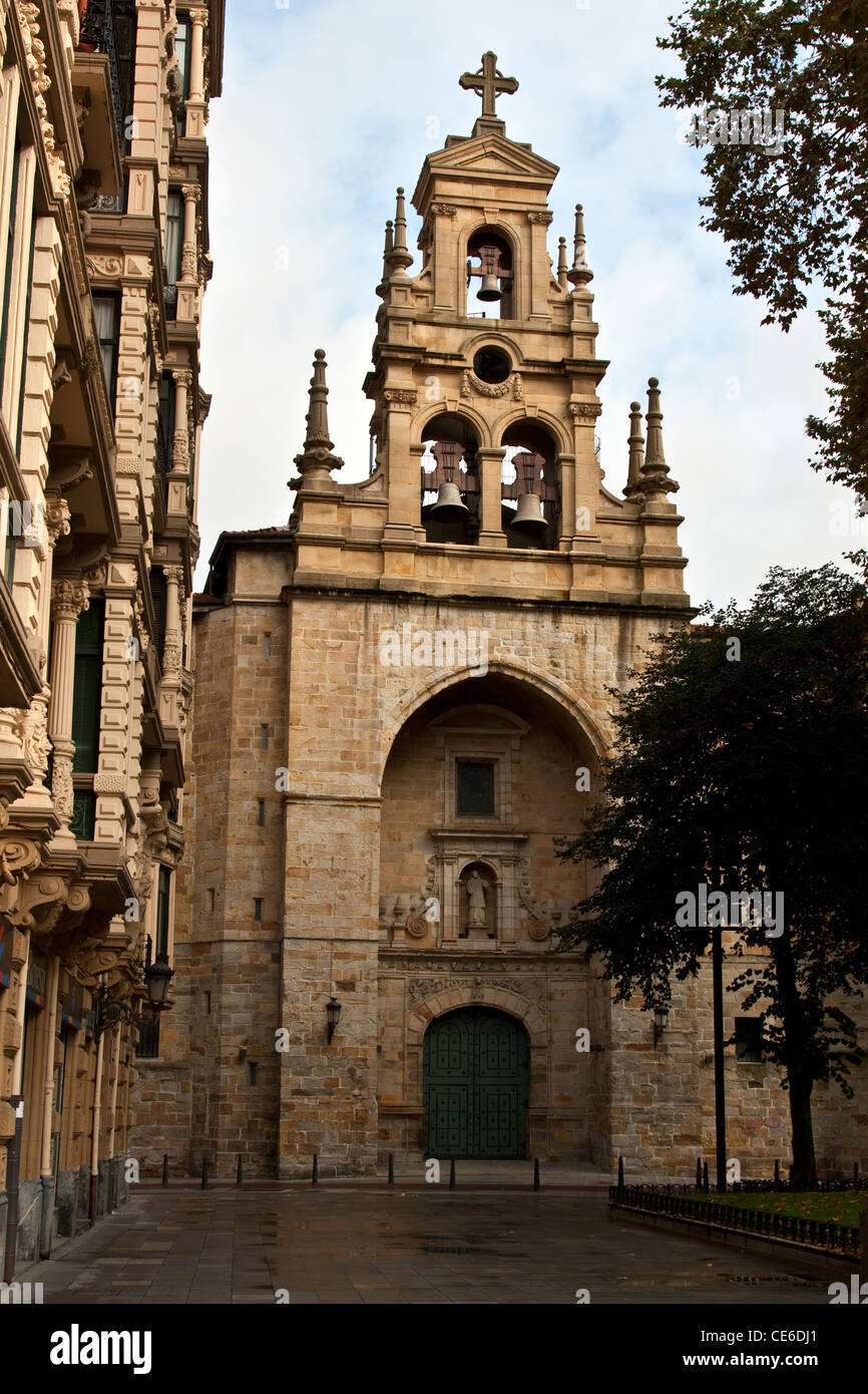 Spain Bilbao. Basque. church St Vincent Mattyr St Vincente Martir Jardines Albia renaissance Gothic triumphal arch 16th century Stock Photo