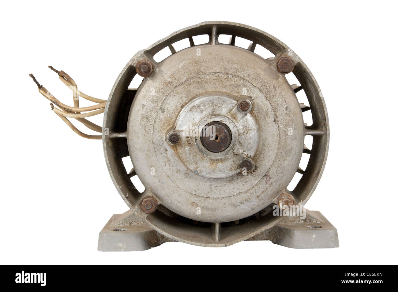 Old electric motor, isolated on a white background Stock Photo Alamy