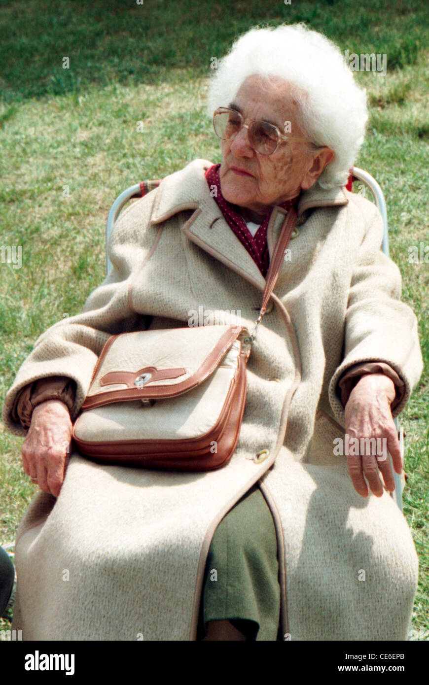 Portrait of Lotte Ulbricht of the wife of the Chairman of the Council of state the GDR Ulbricht on a PDS event 1994 in Berlin. Stock Photo