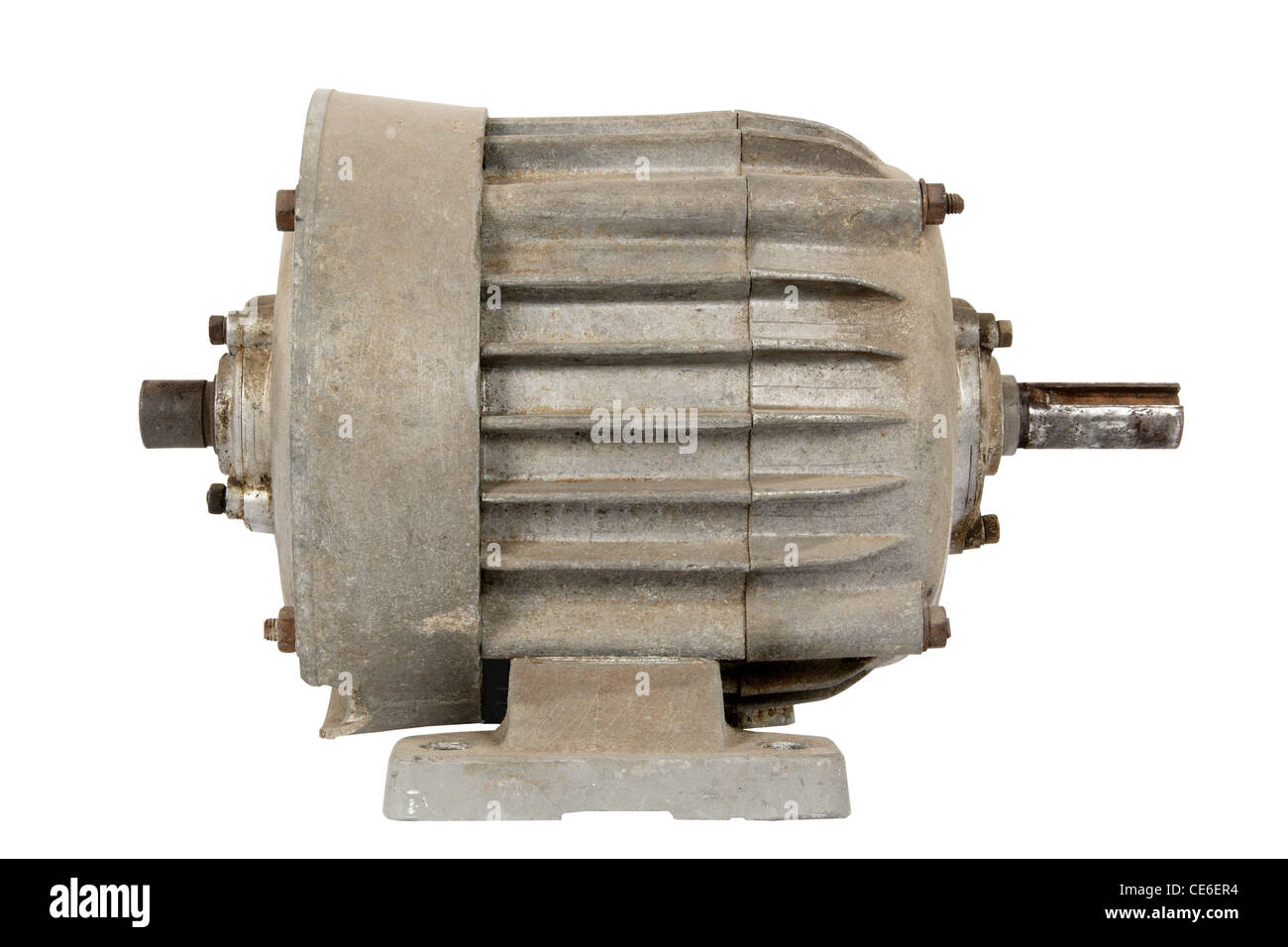 Old electric motor, isolated on a white background Stock Photo Alamy