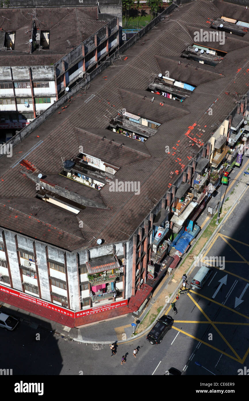 Aerial view over apartments and shops. Kuala Lumpur, Wilayah Persekutuan, Malaysia, South-East Asia, Asia Stock Photo
