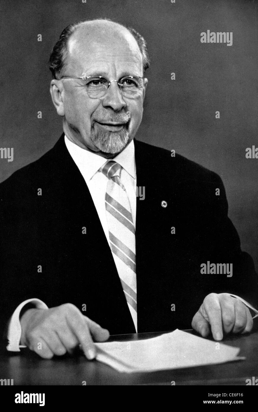 TV address of the Chairman of the Council of state of the GDR Walter Ulbricht on April 6th, 1968 in East Berlin. Stock Photo