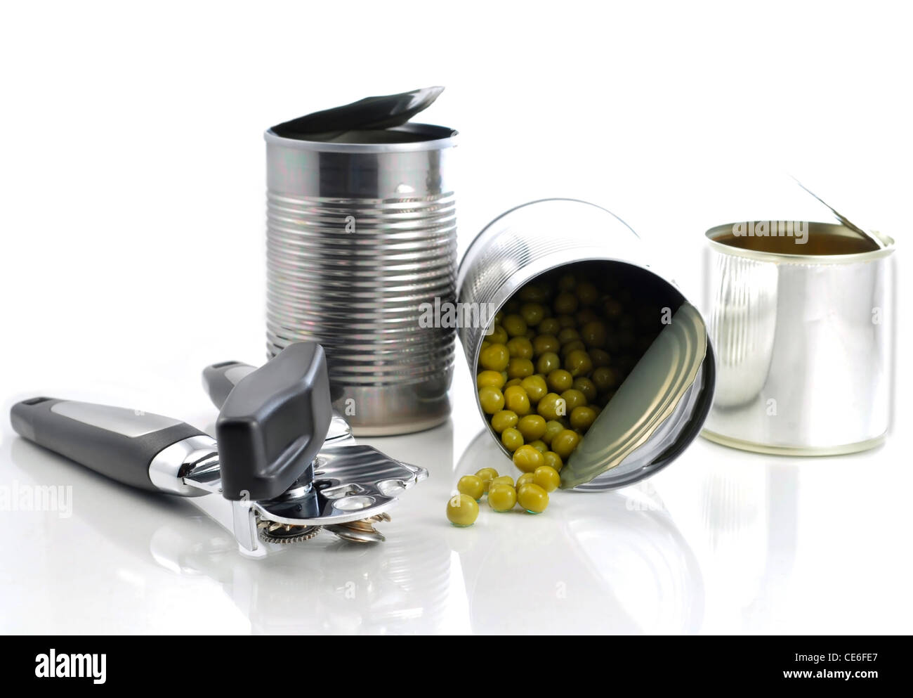 cans and can opener Stock Photo Alamy