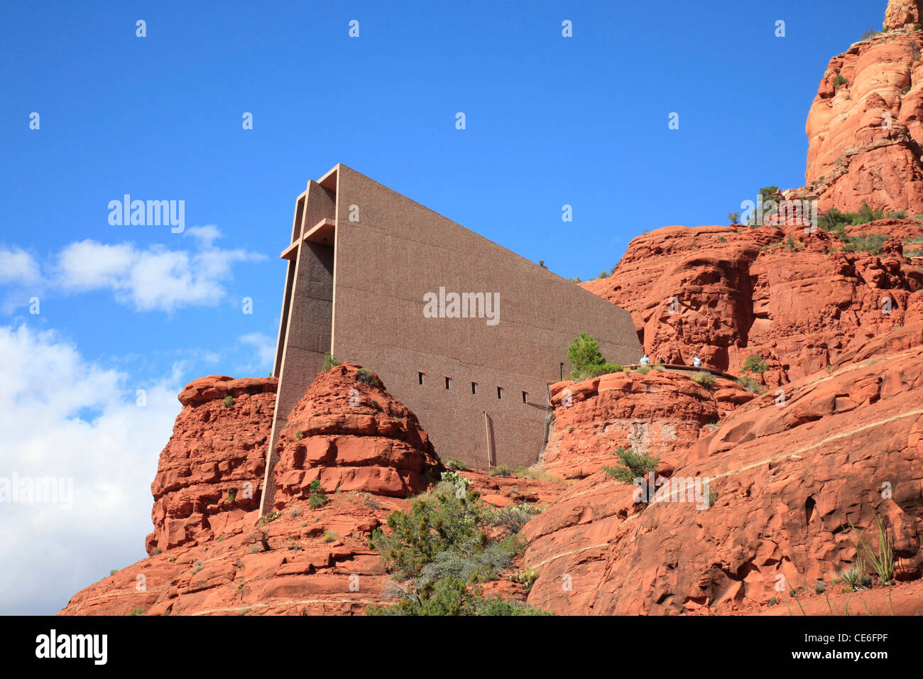 USA, Arizona, Sedona, Red Rock Country, Chapel of the Holy Cross, designed by Marguerite Brunswig Staude. Stock Photo