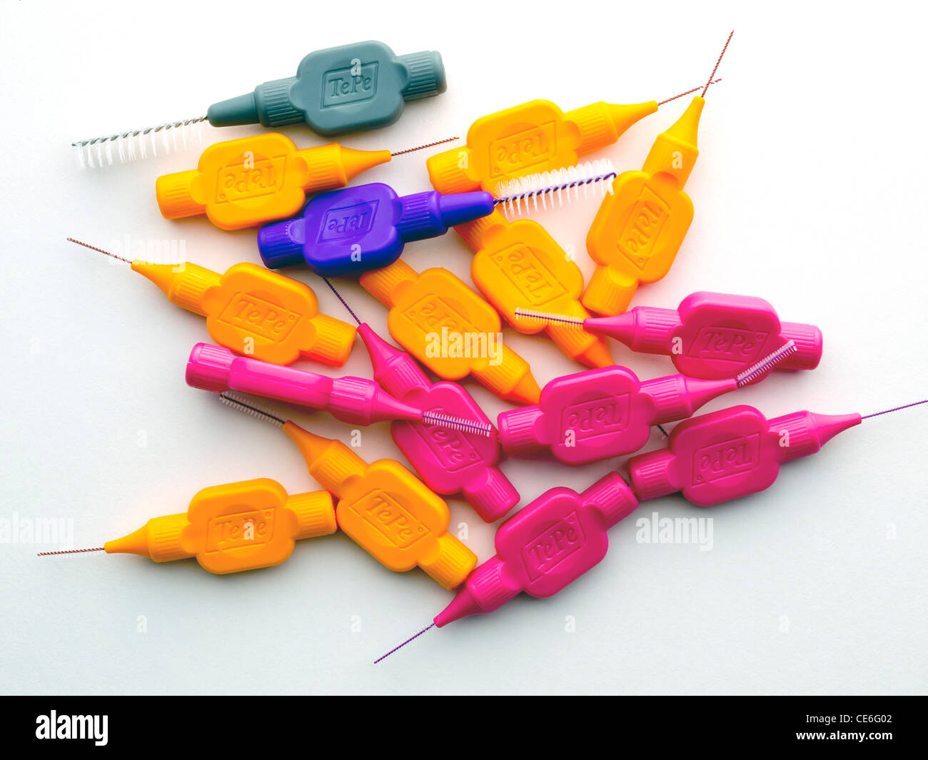 Many inter dental tooth brushes of various sizes for cleaning between