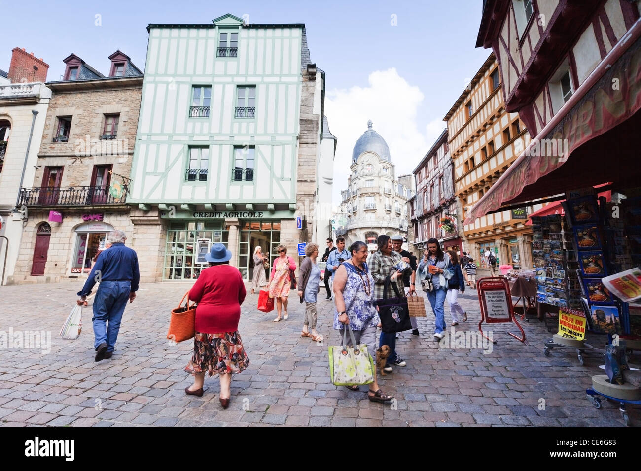 Vannes, Brittany, France, one of the country's finest medieval cities. This is the centre of the old town. Stock Photo