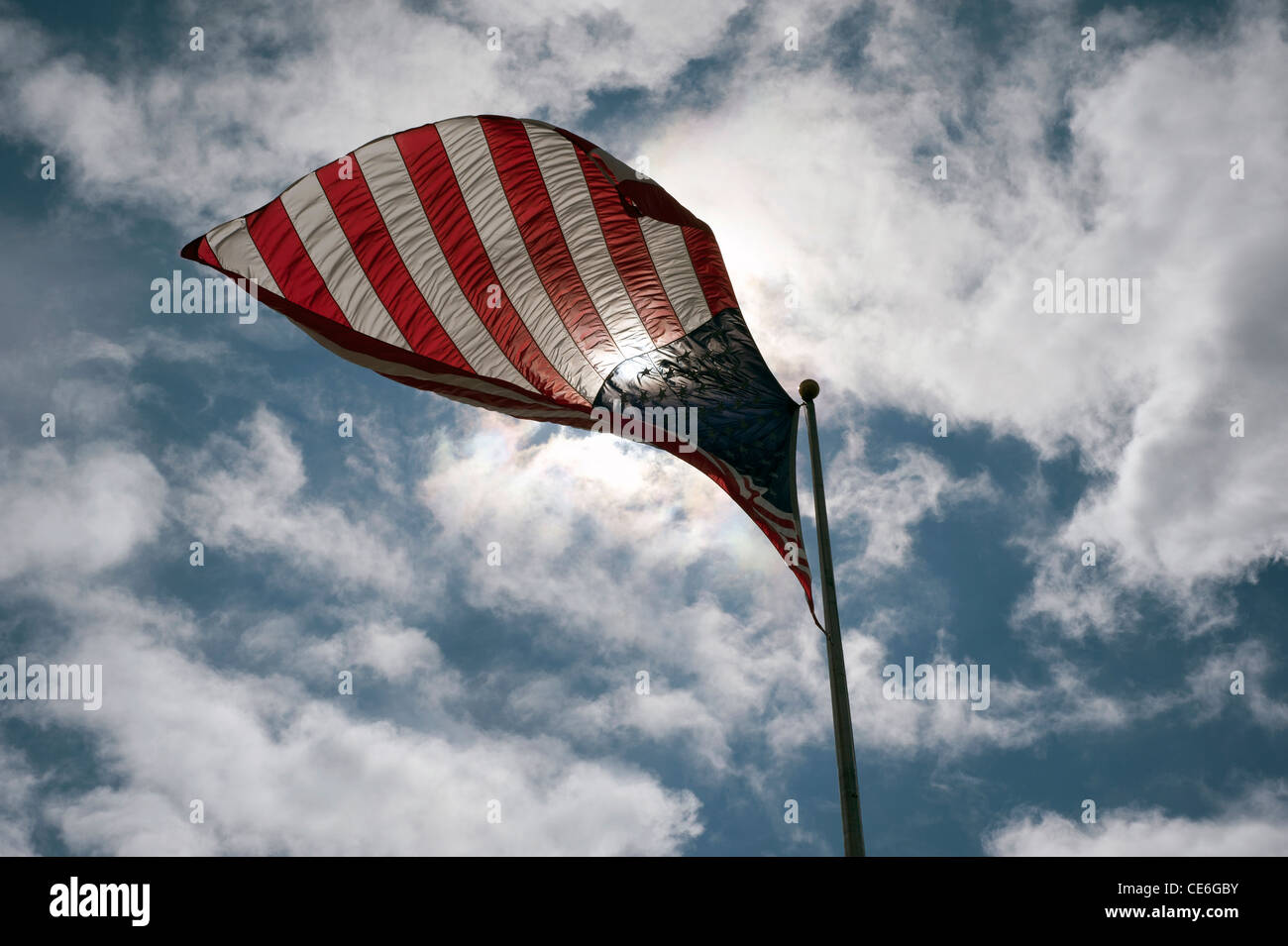 Windy days for America Flag Stock Photo