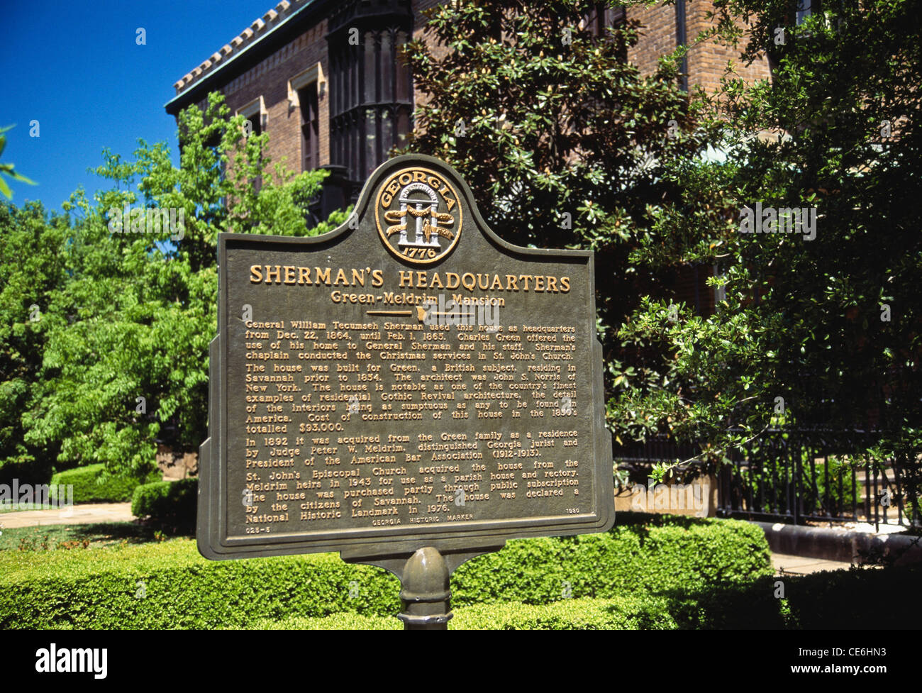 Sherman's Headquarters, GreenMeldrim Mansion, Savannah, GA, USA Stock