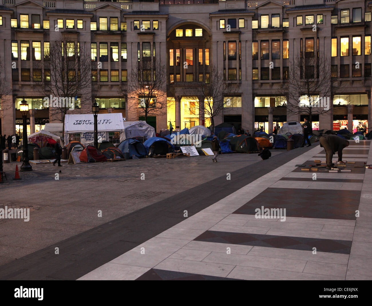 Tent City Protest Camp outside St Paul's, London in the evening Stock Photo