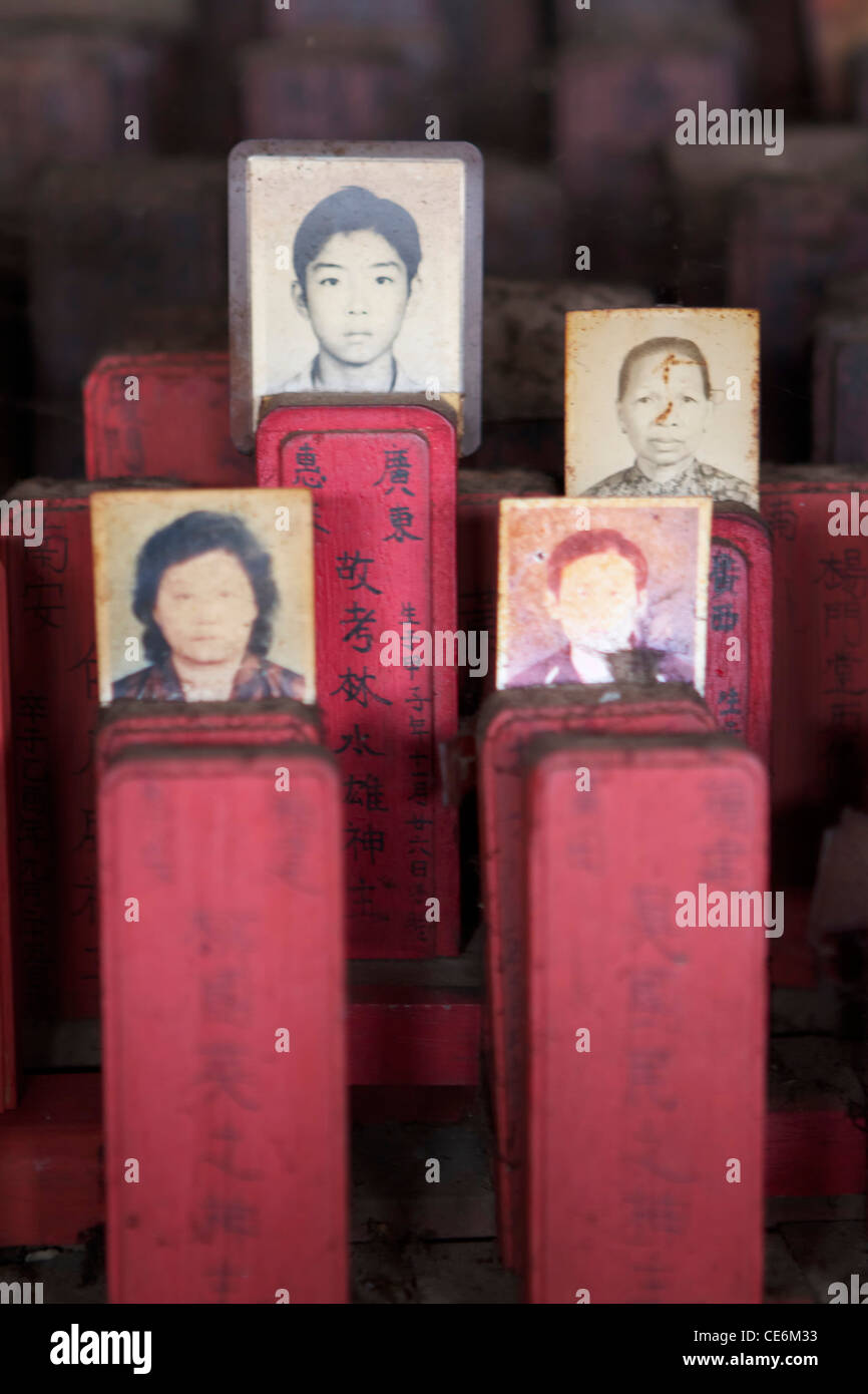 Pictures of dead people at a Melaka temple Stock Photo