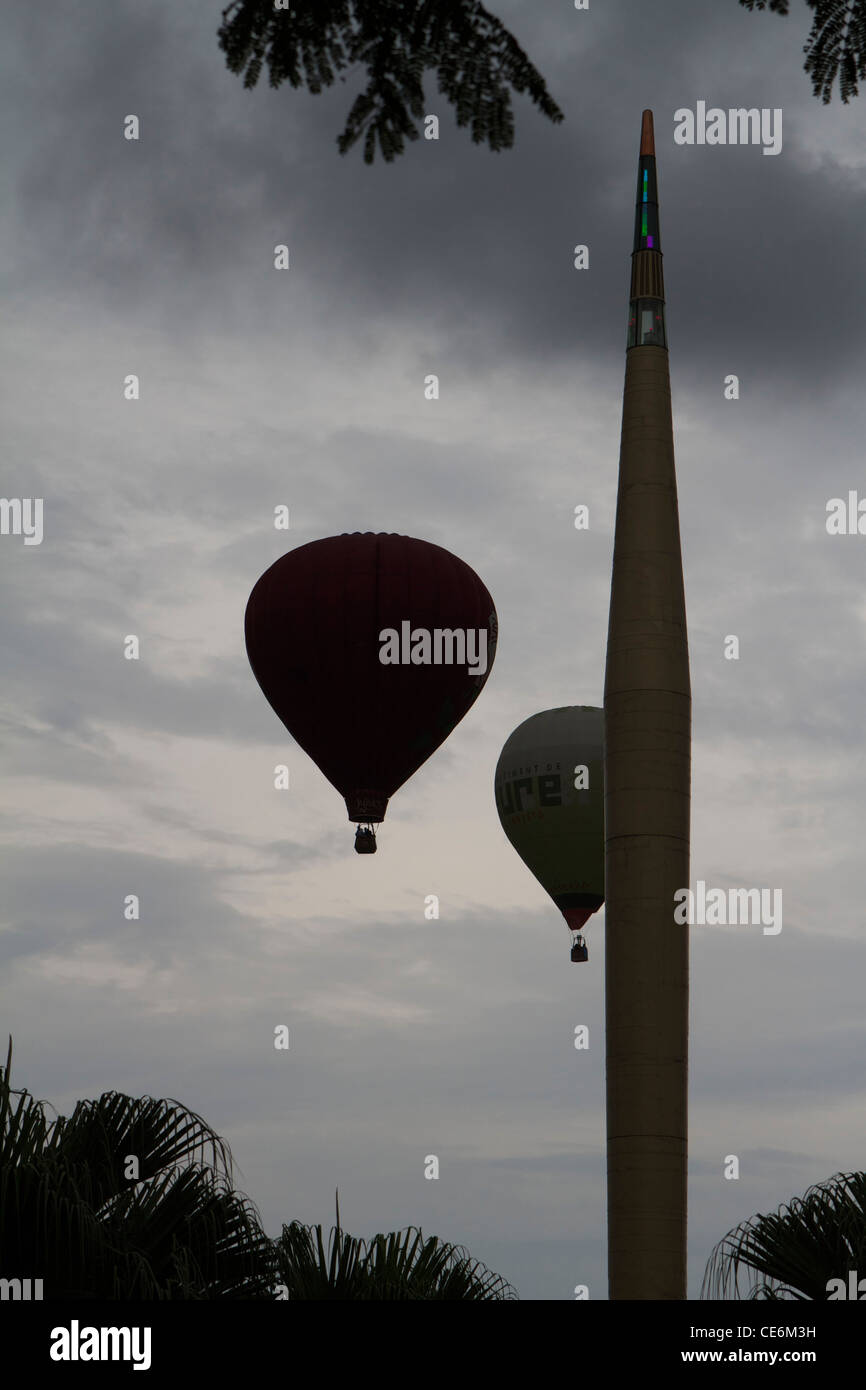 Hot air balloons at the kuala lumpur Milennium Monument Stock Photo