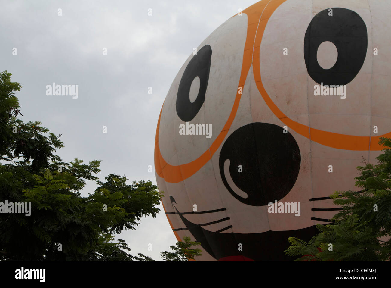 hot air balloon with cartoon cat on it, Kuala Lumpur Stock Photo