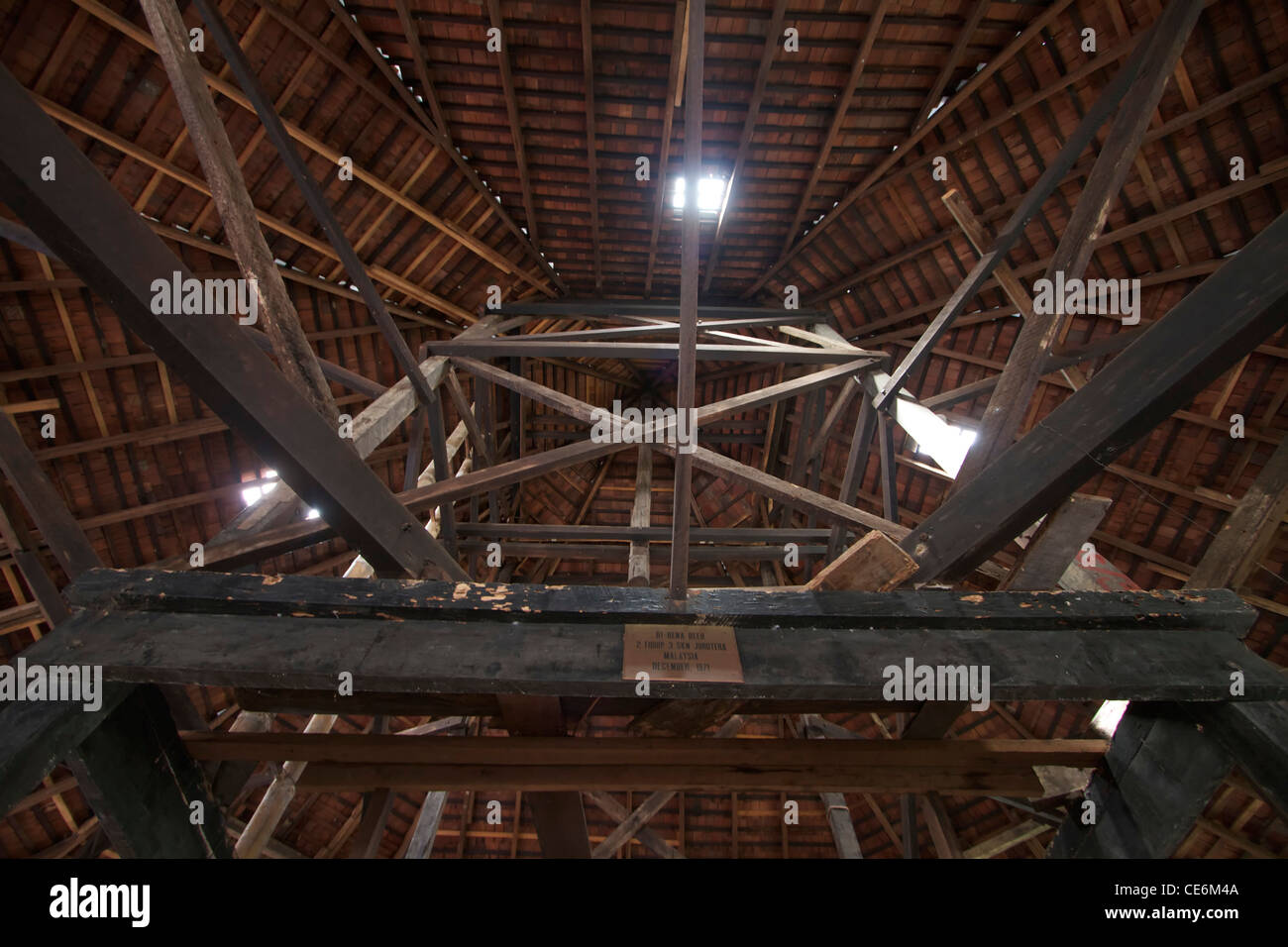 Inside traditional longhouse, sarawak Stock Photo