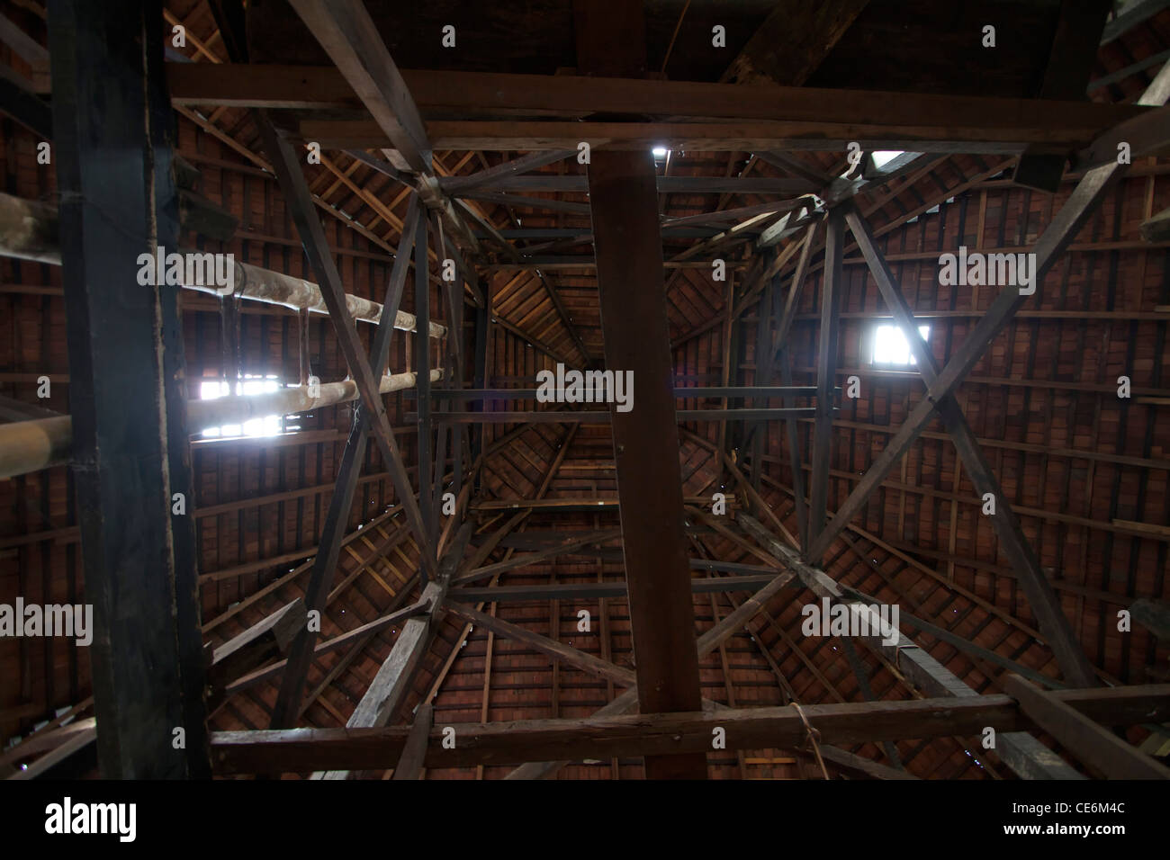 Inside traditional longhouse, sarawak Stock Photo