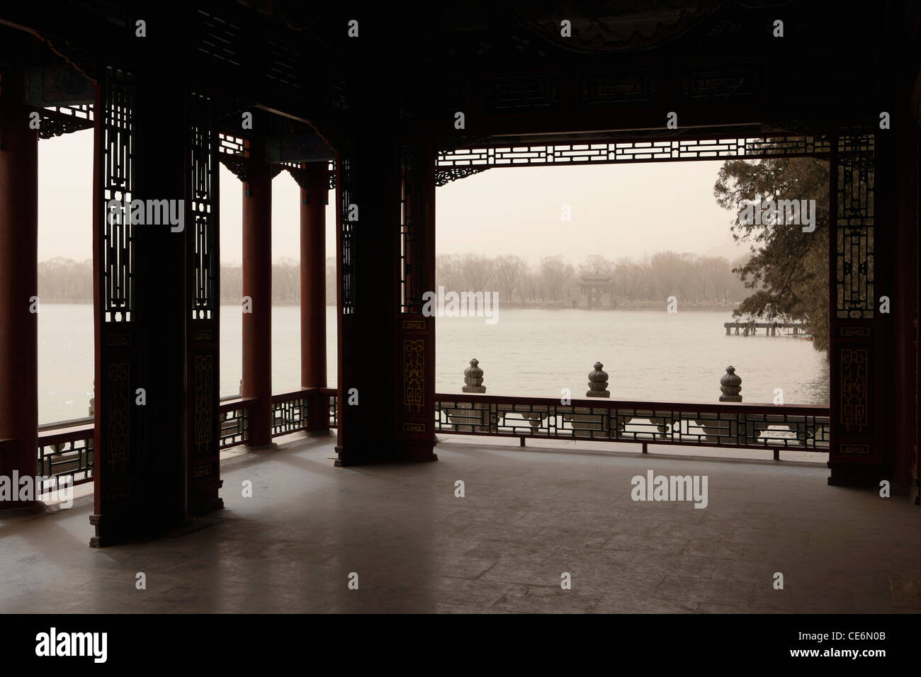 Interior of pagoda at Heavenly Lake. Stock Photo